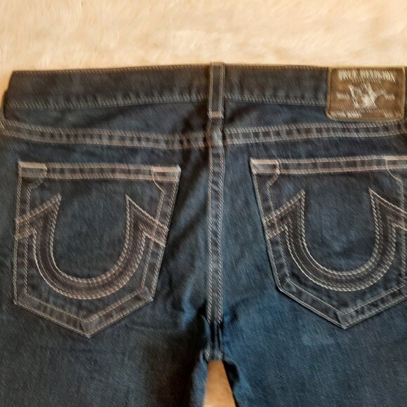 True Religion Men's Bobby Blue Dark Wash Straight Legs Denim Jeans W38L34 - Picture 12 of 12